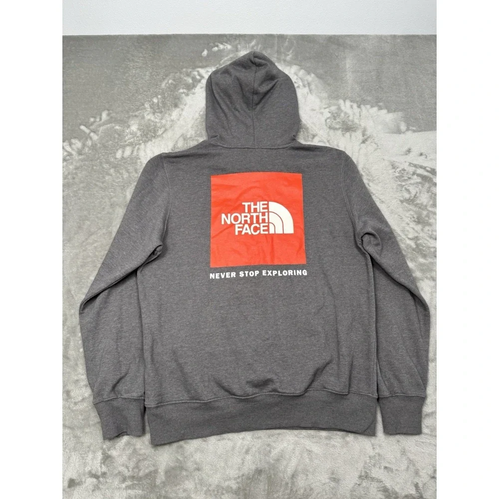 North Face Hoodie Sweatshirt Mens Medium Gray Graphic Pullover Trail Hiking Logo